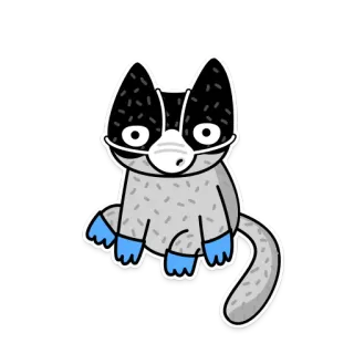 😷 고양이, 마스크, 스티커, 동물, 만화 telegram sticker