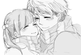 ❤ Anime, Paar, Umarmung, Liebe, Cartoon, Schal telegram sticker