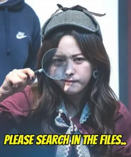 🔍 PLEASE SEARCH IN THE FILES... detective, lente d'ingrandimento, ricerca, file, indagine telegram sticker