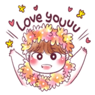 ❤ Love youuu Desenho animado, Amor, Flores, Fofo, Afeição, Romântico, Corações telegram sticker