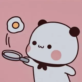 🍒 panda, kreskówka, jajko, gotowanie, słodkie, ilustracja, kawaii telegram sticker