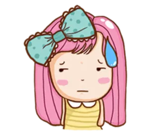 😒 Cartoon, Mädchen, pinke Haare, süß, Schleife, traurig, Schweiß, verwirrt, verärgert telegram sticker