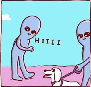 🐶 HIIIII エイリアン, 犬, 漫画, 挨拶 telegram sticker