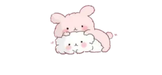 🦋 kawaii, bunny, cloud, cute, sticker, pink, white telegram sticker