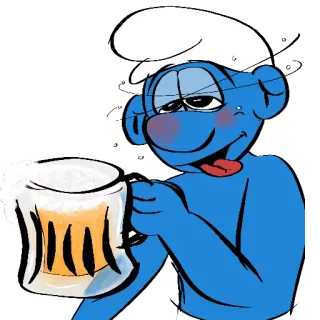 🍺 Smurf 漫画, スマーフ, ビール, 飲酒, 面白い telegram sticker