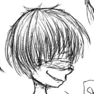 🚶 sketch, bandaged eyes, anime, manga, character, drawing telegram sticker
