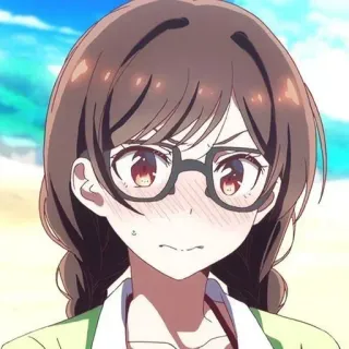 😍 Mami Nanami Rent-A-Girlfriend Anime, Cartoon, Mädchen, Brille, Mami Nanami, Rent-A-Girlfriend whatsapp sticker