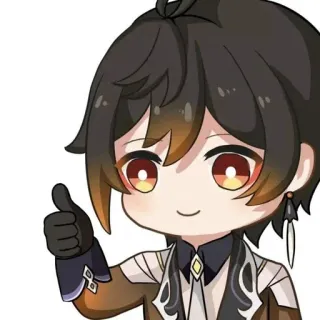 👍 Zhongli Genshin Impact Genshin Impact, Чжун Ли, Аниме, Видеоигра, Чиби, Большой палец вверх telegram sticker