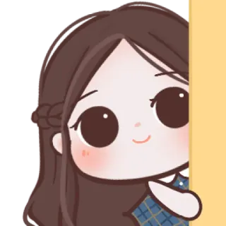 🧸 dessin animé, fille, mignon, regard, illustration, autocollant telegram sticker