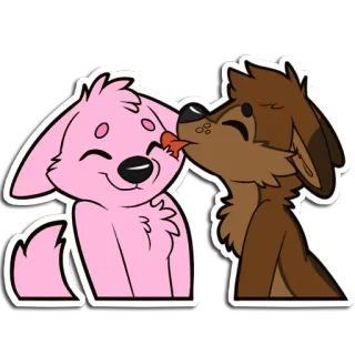 🥰 furry, couple, kiss, love, affection, cartoon, animals, cute telegram sticker