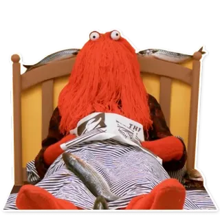 🛏 THE HIGH 赤いヤツ, 魚, ベッド, 人形, 読書, Don't Hug Me I'm Scared telegram sticker