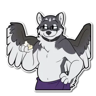 🚿 Furry, Animal, Anthropomorphe, Dessin animé, Ailé, Chien, Personnage, Lunettes whatsapp sticker