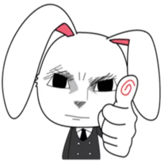 👍 兔子, 兔子, 赞, 西装, 卡通, 表情符号, 贴纸 whatsapp sticker