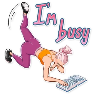 📖 I'm busy Frau, Buch, Übung, beschäftigt, Lesen telegram sticker