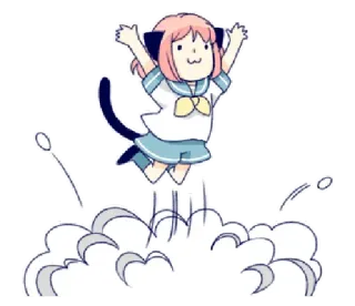 🐾 Anime, Gatto, Ragazza, Saltare, Carino, Cartone animato whatsapp sticker