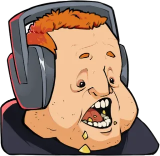 😮 dibujos animados, hombre, auriculares, cara, gamer telegram sticker