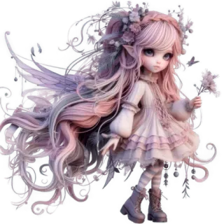 ☺️ fairy, fantasy, pink hair, pastel aesthetic, magical creature, elf, whimsical telegram sticker