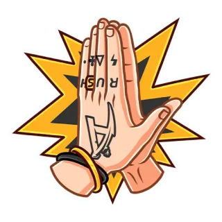 🙏 RUSH 4 AV4 ręka, tatuaż, biżuteria, dłoń, palce, nadgarstek telegram sticker