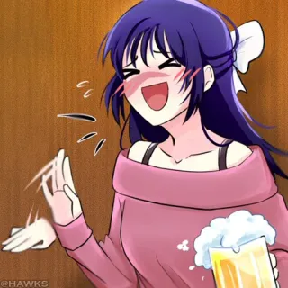 😂 @HAWKS Anime, Dessin animé, Bière, Joyeux, Fille, Boire telegram sticker