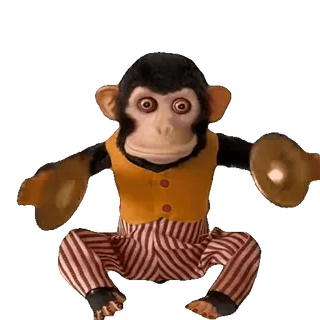🤩 monkey, cymbal, toy, animal, vintage, retro whatsapp sticker