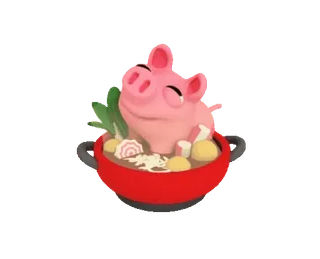 🍜 หมู, อาหาร, ซุป, สัตว์, น่ารัก, การ์ตูน telegram sticker