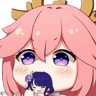 🥰 Yae Miko Genshin Impact Anime, Genshin Impact, Yae Miko, Jeu vidéo, Mignon, Chibi whatsapp sticker