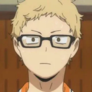 😟 Tsukishima Kei Haikyuu!! anime, haikyuu, tsukishima, kei, character, glasses, volleyball telegram sticker
