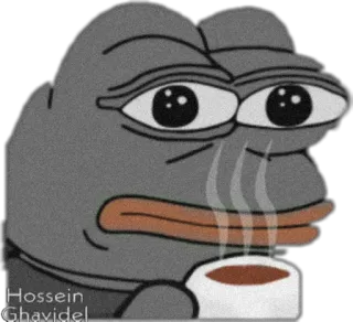 ☕ Hossein Ghavidel pepe, kikker, meme, koffie, drinken, internet meme telegram sticker