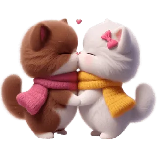 😘 gato, gatinho, beijo, fofo, amor, cachecol, desenho animado telegram sticker