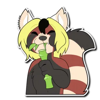 🐼 Красная панда, Животное, Милый, Пушистый, Бамбук, Мультфильм telegram sticker