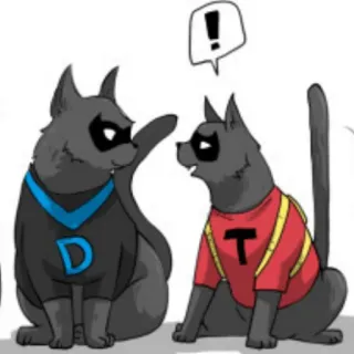 ♟ chat, animal, animal de compagnie, bande dessinée, drôle, parodie, super-héros whatsapp sticker