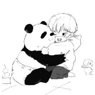 🌱 动漫, 孩子, 熊猫, 拥抱, 卡通, 可爱, 绘画, 卡哇伊 telegram sticker
