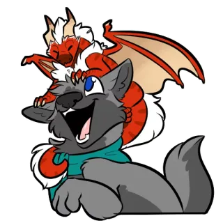 💕 หมา, มังกร, แฟนตาซี, สัตว์, น่ารัก, การ์ตูน telegram sticker
