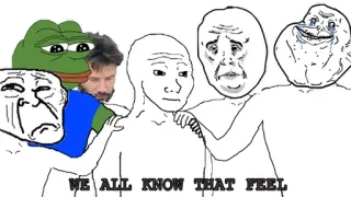 😔 WE ALL KNOW THAT FEEL meme, sad, crying, pepe, wojak telegram sticker