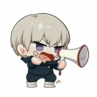 🥺 anime, chibi, megaphone, shouting, cartoon telegram sticker