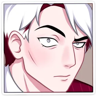 👀 Аниме, Мужской, Белые волосы, Выражение telegram sticker