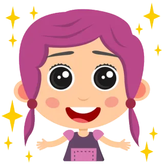 😄 Mädchen, Cartoon, Sterne, lächelnd, süß, Kind, glücklich telegram sticker