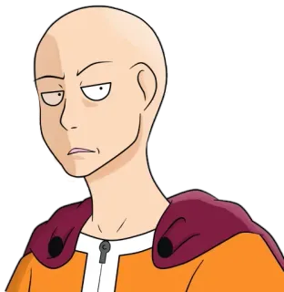 😿 Saitama One-Punch Man сайтама, ванпанчмен, аниме, персонаж, лысый, серьезный, герой telegram sticker