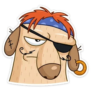😒 해적, 개, 동물, 만화, 스티커, 눈 가리개 whatsapp sticker