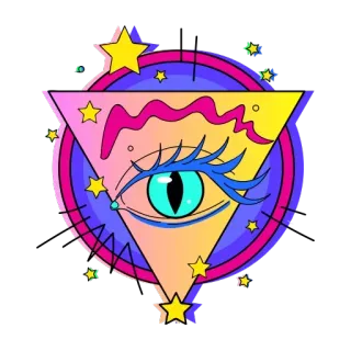 🤩 ojo, triángulo, místico, estrellas, pegatina, símbolo, oculto, magia telegram sticker