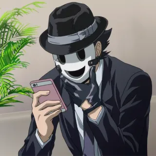 🎭 Sniper Mask High-Rise Invasion Anime, Sluipschuttersmasker, High-Rise Invasion, Masker, Handschoenen, Hoed telegram sticker