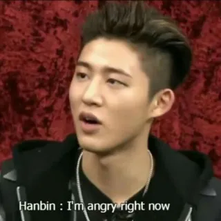 ✨ Hanbin Hanbin : I'm angry right now k-pop, ханбин, злой, эмоция, портрет telegram sticker