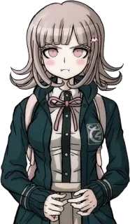 😠 Chiaki Nanami Danganronpa anime, video game, character, girl, pink hair, cute telegram sticker