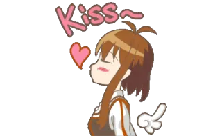 😘 Kiss~ Anime, Baiser, Amour, Coeur, Mignon, Dessin animé telegram sticker