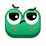 😒 żaba, kreskówka, zielony, postać, twarz telegram sticker