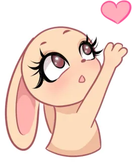 ❤ 토끼, 카와이, 만화, 귀여운, 동물, 하트 telegram sticker