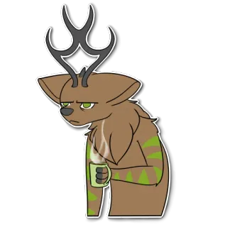 😴 Anthro, Jeleń, Kawa, Kubek, Futrzak, Postać telegram sticker