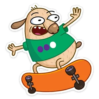 🏂 cartoon, dog, skateboard, animal, character, sticker telegram sticker