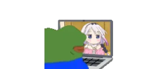 👨‍👨‍👦‍👦 Pepe the Frog Meme, Anime, Computer, Guardando, Reazione telegram sticker
