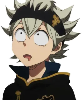 🤪 Asta Black Clover 애니메이션, 만화, 블랙 클로버, 아스타, 캐릭터, 웃긴, 놀란 telegram sticker
